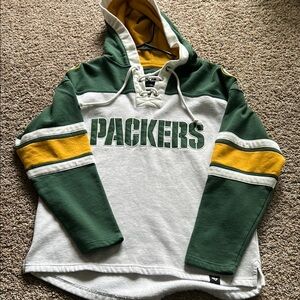 '47 Green and White Lace-Up Hoodie